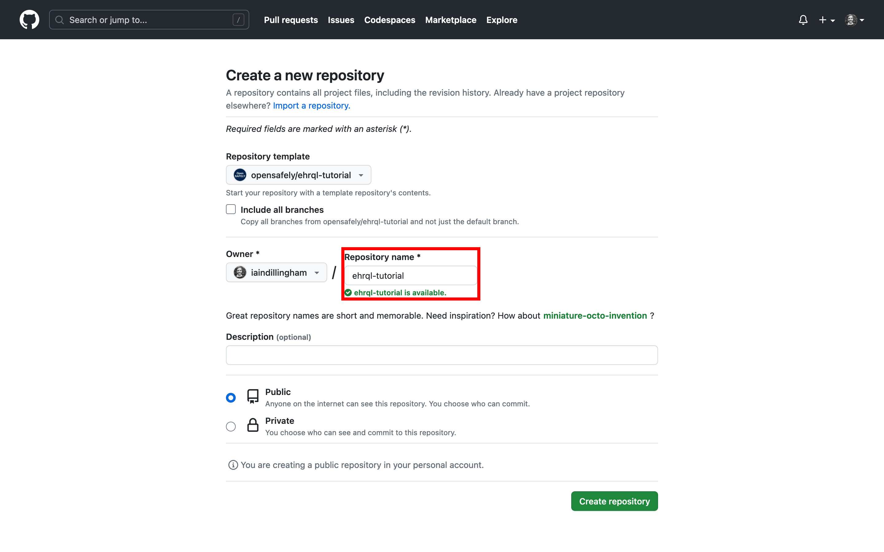 A screenshot of GitHub's user interface, highlighting the repository name